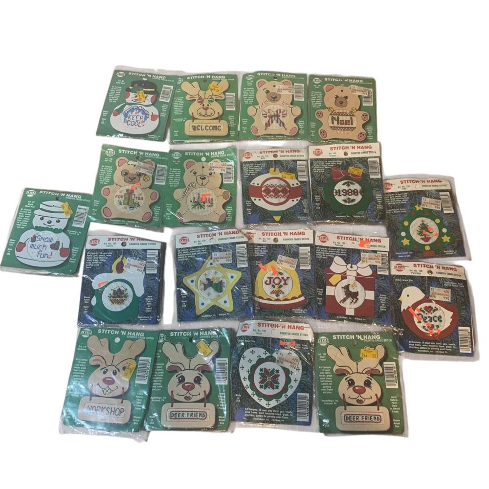 Vintage Stitch N Hang Counted Cross Stitch Kits Lot of 19 Cottagecore Country